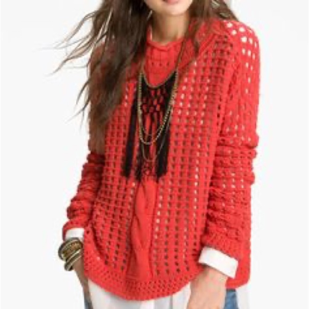 Free People Loose Knit Orange Sweater